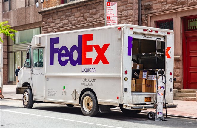 FedEx logo on delivery truck