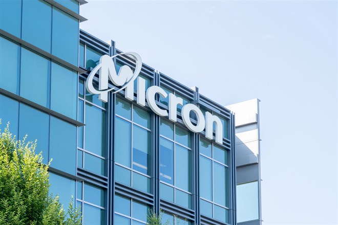 micron logo sign on building