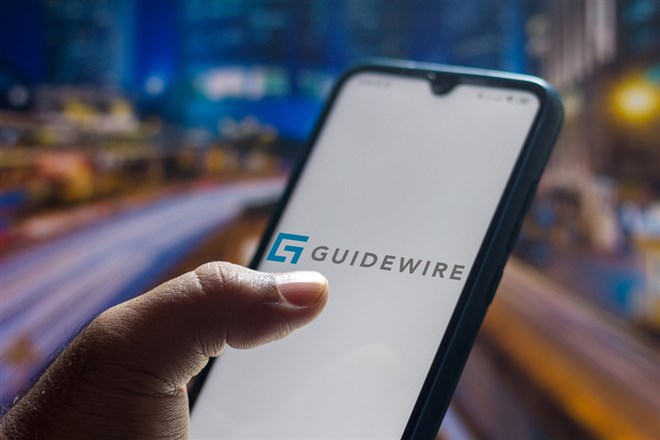 Guidewire Software logo seen displayed on a smartphone