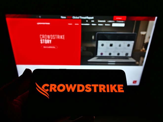 crowdstrike logo on smartphone screen