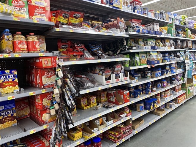 Walmart retail store interior beef jerky and salty snacks