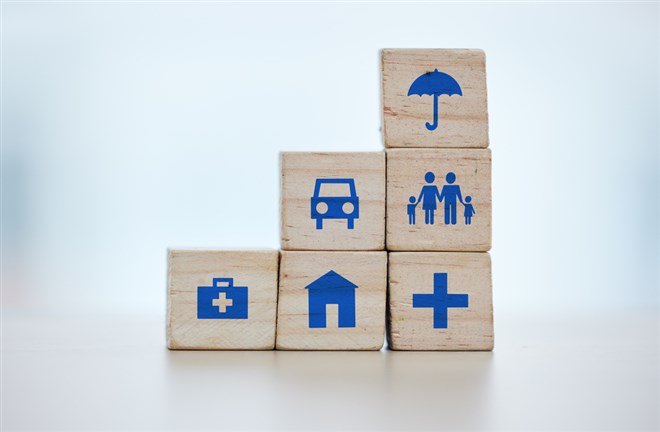 insurance concept wood blocks