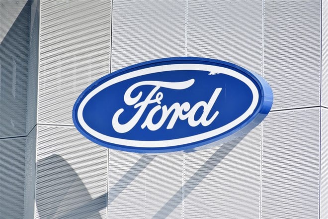 ford logo on building