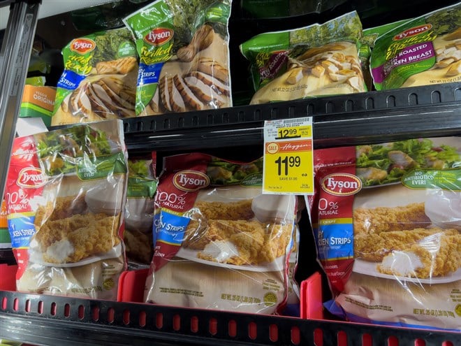 Woodinville, WA USA - circa December 2022: Close up view of frozen chicken products for sale in the freezer section of a grocery store.