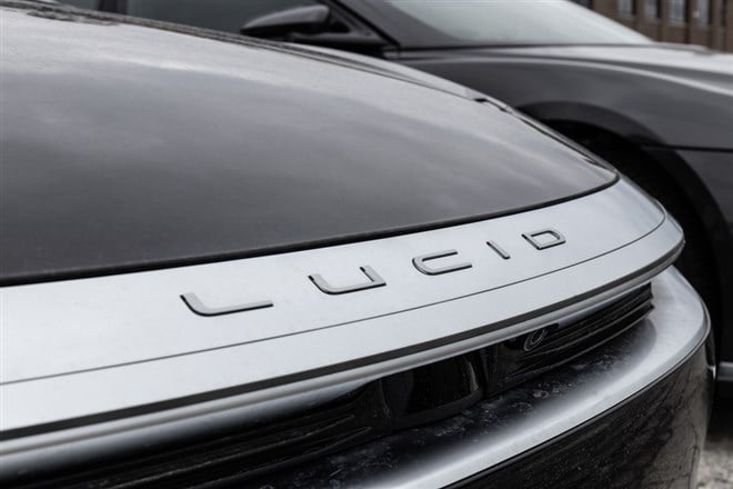 Chicago - Circa April 2023: Lucid Air Touring sedan display at the Service Center. Lucid Motors is a manufacturer of luxury EV Electric Vehicles.