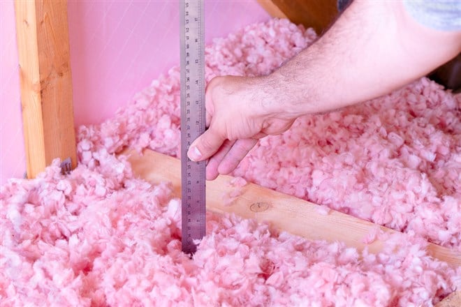 fiberglass insulation in the attic