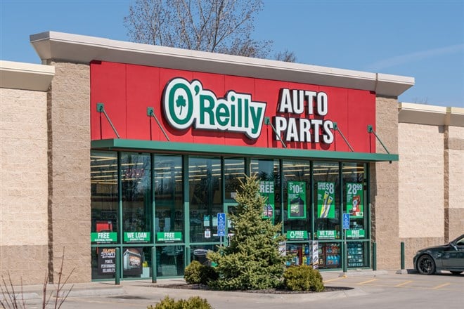 O'Reilly Auto Parts retail exterior and trademark logo.