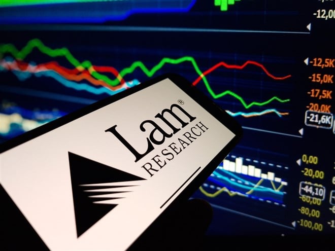 Lam Research company logo displayed on mobile phone screen