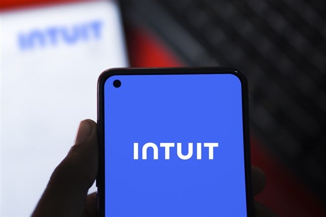 Dhaka, Bangladesh- 15 Apr 2024: Intuit logo is displayed on smartphone. Intuit Inc. is an American multinational business software company.