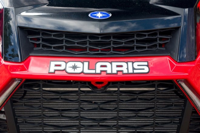 Polaris all terrain vehicle detail and trademark logo