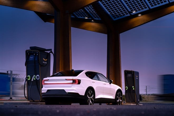 Polestar 2 SUV vehicle at charging station