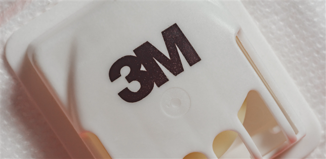 3M face shield valve closeup on the production of medical and protective masks manufacturing in an epidemic.