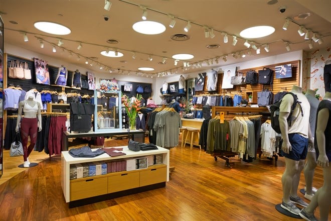 SINGAPORE - JANUARY 19, 2020: interior shot of Lululemon store at Ngee Ann City in Singapore.