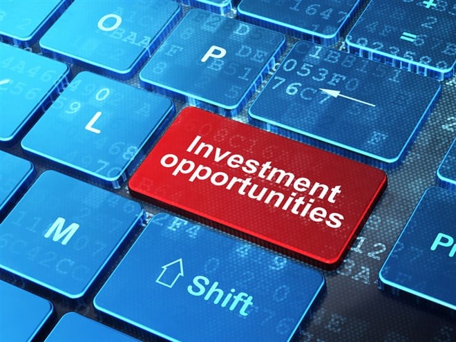 Business concept: Investment Opportunities on computer keyboard background - stock image