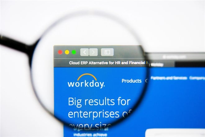 Los Angeles, California, USA - 25 January 2019: Workday website homepage. Workday logo visible on display screen. — Stock Editorial Photography