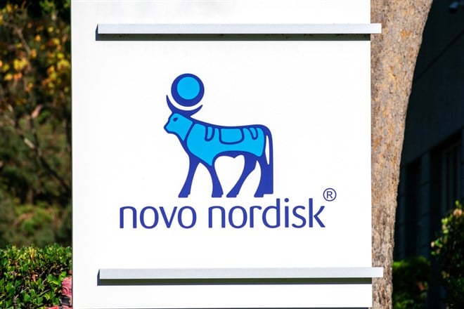 Novo Nordisk logo sign at Silicon Valley headquarters of a Danish multinational pharmaceutical company - Newark, California, USA - 2020