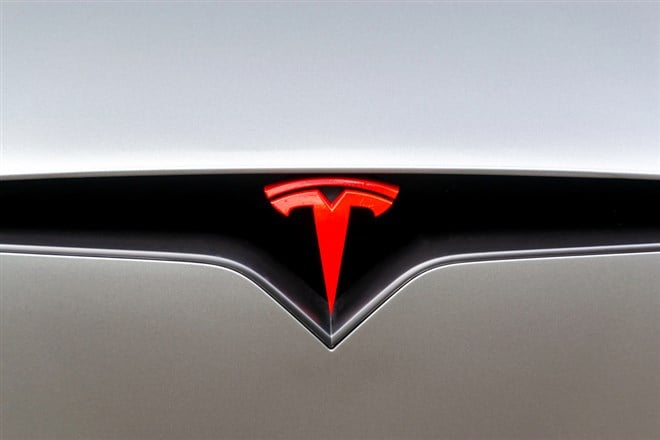 Tesla logo on car