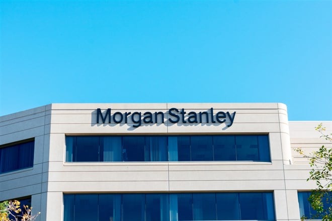 Morgan Stanley sign, logo on office building. Morgan Stanley is an American multinational investment bank and financial services company - San Jose, California, USA - 2020