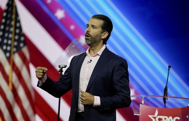 Donald Trump Jr., Executive Vice President of The Trump Organization during CPAC Covention in Maryland. March 03, 2023, Maryland, USA: The CPAC convention Protecting America Now - Stock Editorial Photography