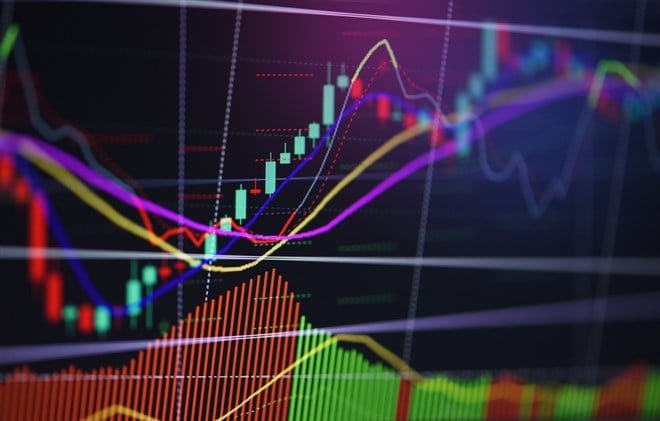 Financial business graph chart analysis stock market graph - stock image