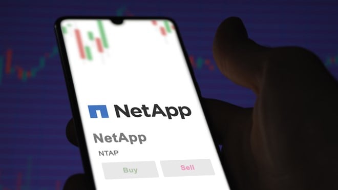 April 04th 2024. The logo of NetApp on the screen of an exchange. NetApp price stocks, $NTAP on a device. — Stock Editorial Photography