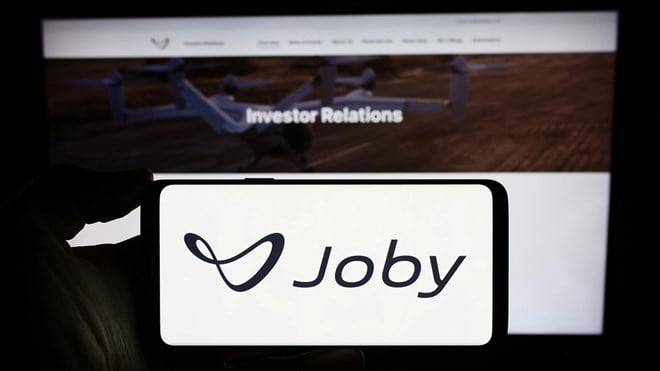 Joby Aviation logo. Joby Aviation is a USA company creating an electric aircraft for air taxi services