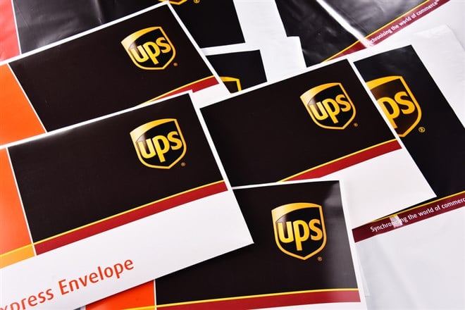 Envelopes of Uinited Parcel Service or UPS - Stock Editorial Photography