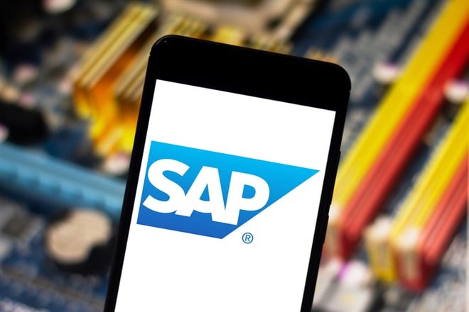 April 25, 2019, Brazil. SAP logo on the mobile device. SAP is a company of German origin, creator of software of management of companies — Stock Editorial Photography