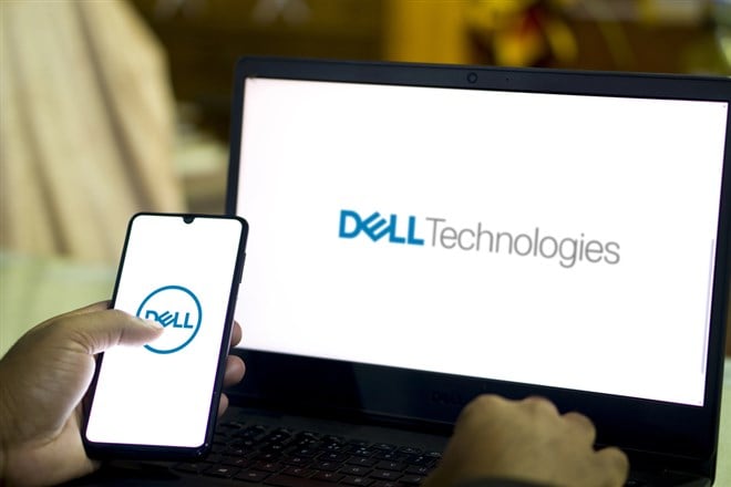 Dhaka, Bangladesh 29 Nov 2024: Dell logo on smartphone,Background dell technologies. — Stock Editorial Photography