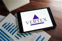 Vertex biotech stocks overview on iPad with charts
