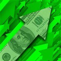 green upward arrows with money