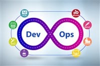 Illustration of the devops software development concept 