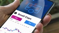 small caps stock on smartphone screen