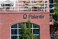Palantir logo sign on building