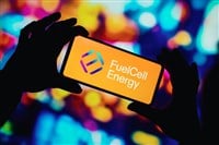 FuelCell Energy logo is displayed on a smartphone screen