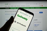GoDaddy website on a smartphone screen