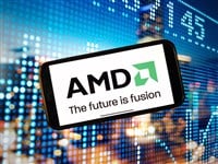 AMD logo on smartphone screen