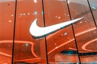 Nike logo close-up at sportswear store