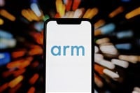 ARM holdings logo on smartphone screen