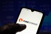 Pure Storage logo seen displayed on a smartphone screen