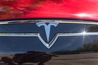 Tesla logo on car