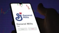 General Mills logo and stock on smartphone screen