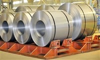Rolls of steel in warehouse