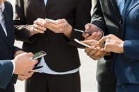 Businesspeople Hands With Mobile Phones