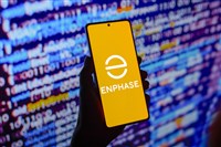 Enphase Energy, Inc. logo is displayed on a smartphone screen — Stock Editorial Photography