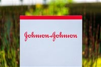 Johnson and Johnson sign, logo at an American multinational corporation office