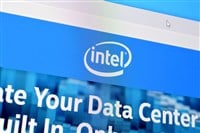 Homepage of intel website on the display of PC, url - intel.com.