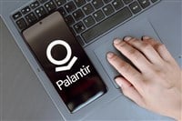 the Palantir Technologies logo is displayed on a smartphone screen