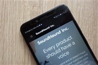 SoundHound website displayed on a modern smartphone - Stock Editorial Photography