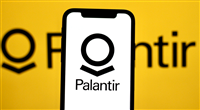 palantir logo on smartphone yellow background